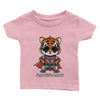 T-shirt bébé personnalisable avec un dessin de super tigre. Idéal comme cadeau unique pour bébé. Tee-shirt bébé, personnalisé avec un dessin d'animal. Personnalisation disponible