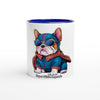 Mug en céramique personnalisable avec intérieur coloré, illustré d'un super bouledogue. Ajoutez le prénom de votre choix pour un mug personnalisé unique. Parfait pour les amateurs de chiens et de mugs colorés.