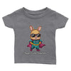 adorable T-shirt bébé personnalisable avec un motif de super lapin. Idéal pour offrir un tee-shirt personnalisé à votre bébé. Disponible en plusieurs tailles et couleurs