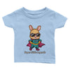 adorable T-shirt bébé personnalisable avec un motif de super lapin. Idéal pour offrir un tee-shirt personnalisé à votre bébé. Disponible en plusieurs tailles et couleurs