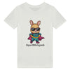 T-shirt enfant bio personnalisable avec un dessin de super lapin. Idéal pour les enfants aimant les vêtements uniques et les designs ludiques d'animaux. Fabriqué à partir de matériaux biologiques, ce t-shirt est à la fois confortable et écologique. Parfait comme cadeau personnalisé!