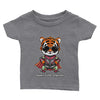 T-shirt bébé personnalisable avec un dessin de super tigre. Idéal comme cadeau unique pour bébé. Tee-shirt bébé, personnalisé avec un dessin d'animal. Personnalisation disponible