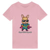 T-shirt enfant bio personnalisable avec un dessin de super lapin. Idéal pour les enfants aimant les vêtements uniques et les designs ludiques d'animaux. Fabriqué à partir de matériaux biologiques, ce t-shirt est à la fois confortable et écologique. Parfait comme cadeau personnalisé!