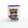 Mug intérieur coloré personnalisable avec un dessin de jaguar. Ce mug en céramique peut être personnalisé avec un prénom. Idéal pour un cadeau unique. Mots-clés : mug personnalisable, mug personnalisé prénom, mug prénom, mug avec prénom, mug personnalisé avec prénom, personnaliser mug, mug en céramique, mugs colorés