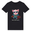  T-shirt enfant bio personnalisable avec le dessin d'un super porcelet. Idéal pour les enfants qui aiment les t-shirts originaux et personnalisés avec des motifs d'animaux. Fabriqué à partir de matériaux biologiques, ce t-shirt est à la fois écologique et ludique, parfait pour toutes les aventures de votre petit(e).