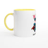 mug en céramique avec intérieur coloré personnalisable, décoré d'un dessin joyeux d'un super porcelet. Idéal pour personnaliser avec un prénom. Parfait pour les amateurs de mugs colorés et uniques.