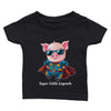 T-shirt bébé personnalisable avec un dessin de super porcelet. Idéal pour offrir un tee-shirt personnalisé à votre bébé. Disponible en différentes tailles et couleurs