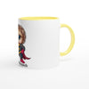 Mug personnalisable en céramique avec dessin de super hérisson, disponible avec intérieur coloré. Personnalisez ce mug avec un prénom pour un cadeau unique et coloré.