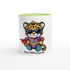 Mug intérieur coloré personnalisable avec un dessin de jaguar. Ce mug en céramique peut être personnalisé avec un prénom. Idéal pour un cadeau unique. mug personnalisable, mug personnalisé prénom, mug prénom, mug avec prénom, mug personnalisé avec prénom, personnaliser mug, mug en céramique, mugs colorés.