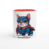 Mug en céramique personnalisable avec intérieur coloré, illustré d'un super bouledogue. Ajoutez le prénom de votre choix pour un mug personnalisé unique. Parfait pour les amateurs de chiens et de mugs colorés.