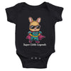 Body à manches courtes super lapin noir pour bébé personnalisable