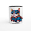 Mug en céramique personnalisable avec intérieur coloré, illustré d'un super bouledogue. Ajoutez le prénom de votre choix pour un mug personnalisé unique. Parfait pour les amateurs de chiens et de mugs colorés.